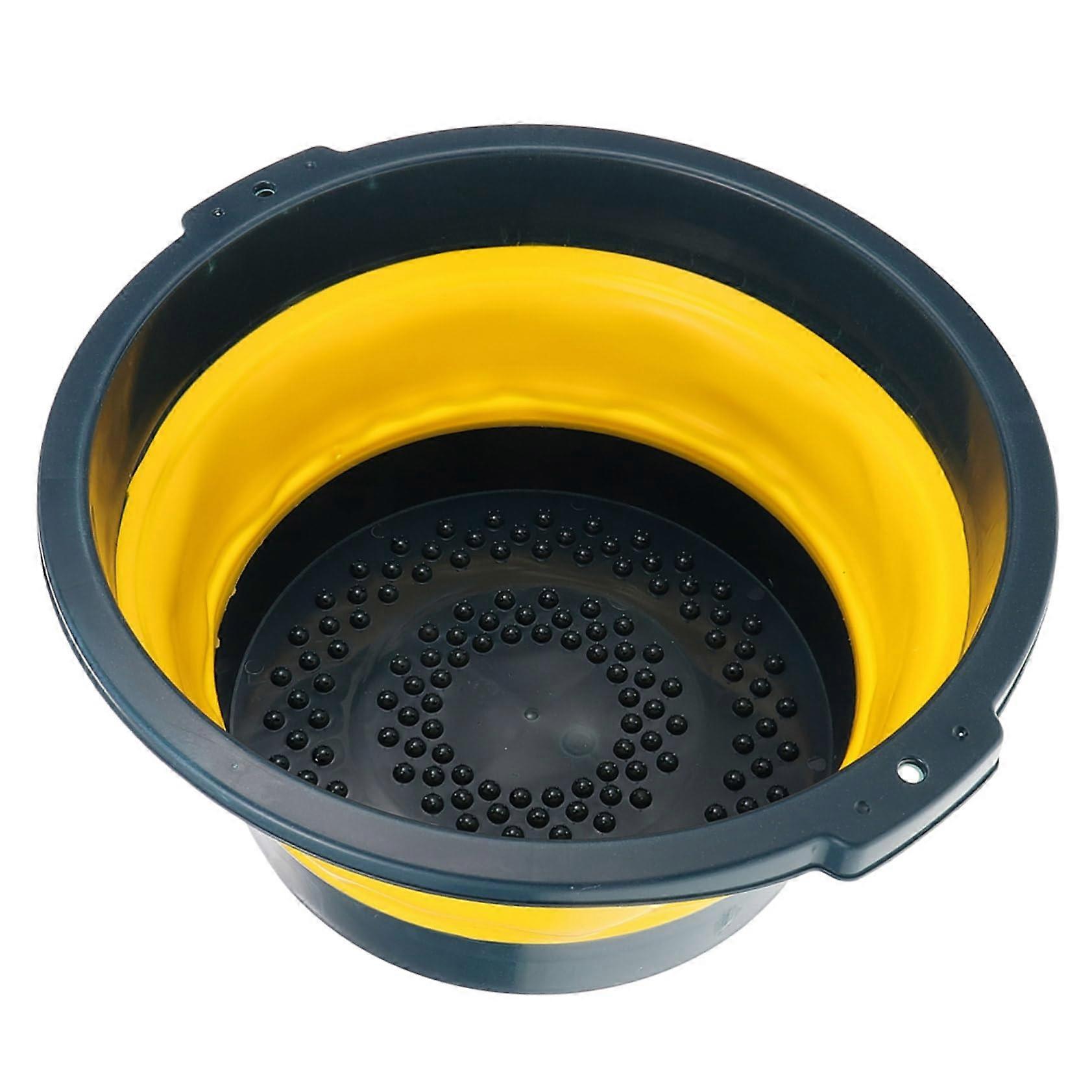 Collapsible Wash Basin Blue Portable Folding Foot Soaking Tub SpaceSaving MultiPurpose Design