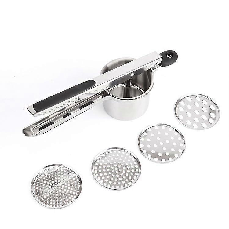 Stainless Steel Potato Ricer with 3 Interchangeable Discs, Ergonomic Grip for Smooth Mashed Potatoes