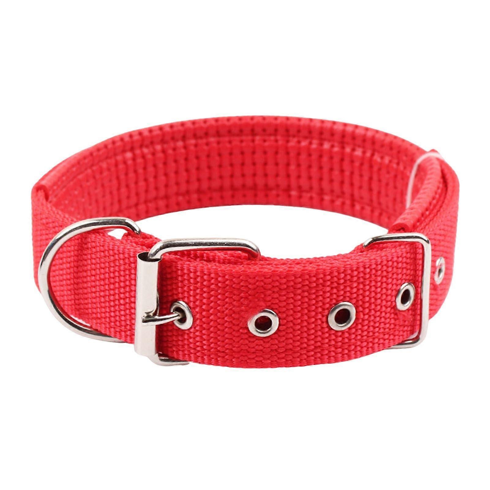 Adjustable Dog Collar Durable Nylon Strap with Secure Leash Ring for Medium Dogs Red M