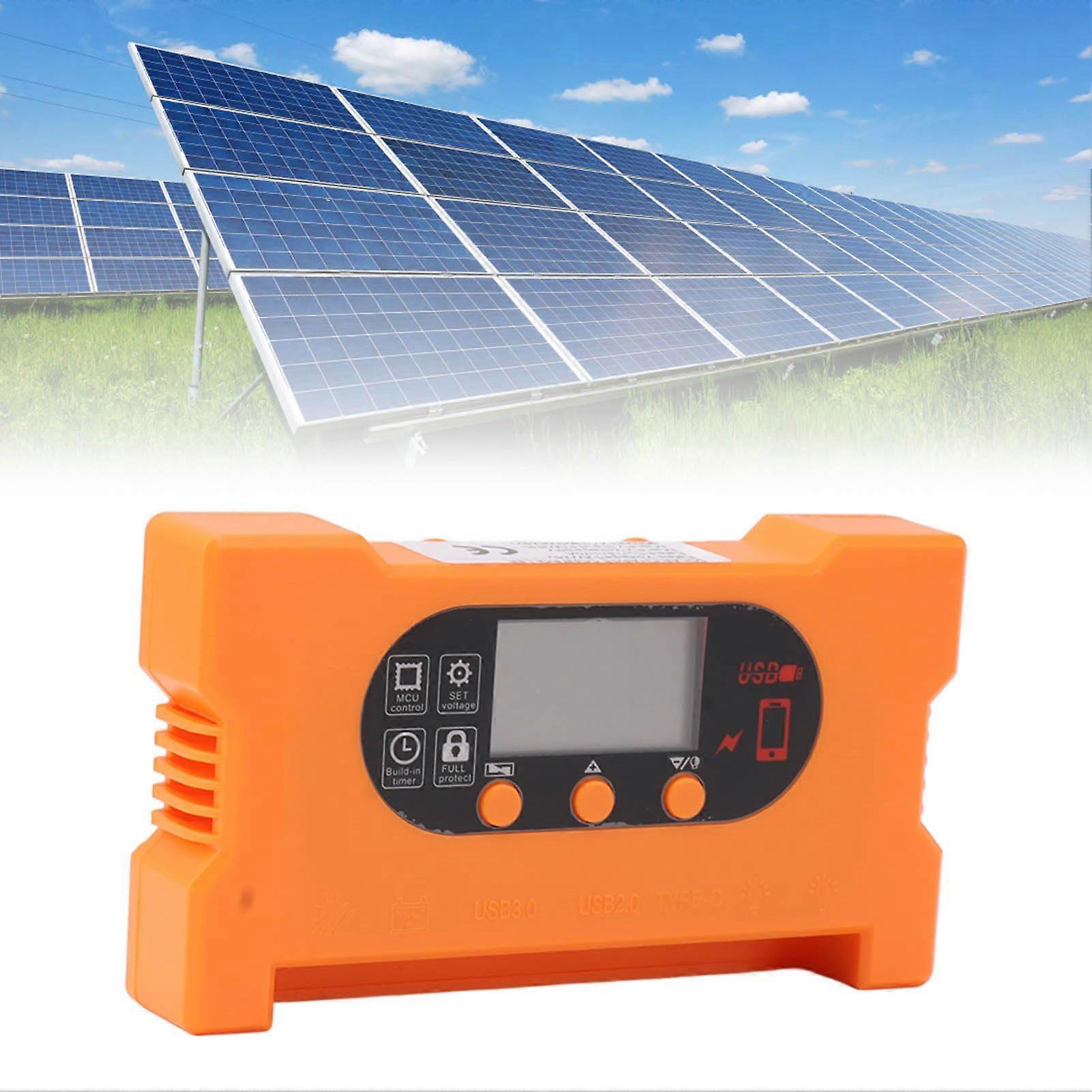 Solar Charge Controller 20A with Dual USB and TypeC Fast Output LCD for Solar Panel Phone Charging
