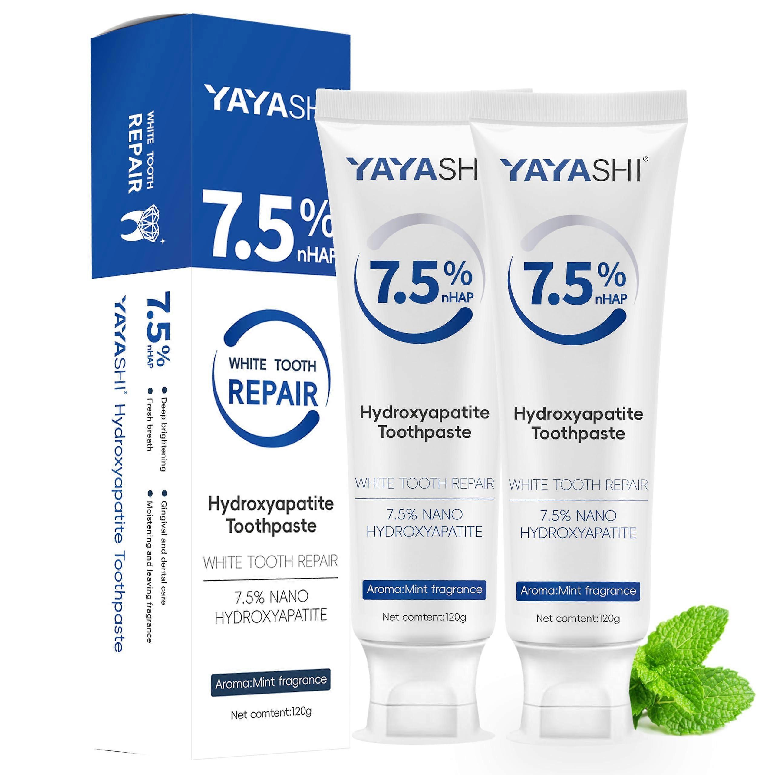 Hydroxyapatite Toothpaste Pack of 2 for Enamel  and Sensitivity Relief, Mild Mint Freshness