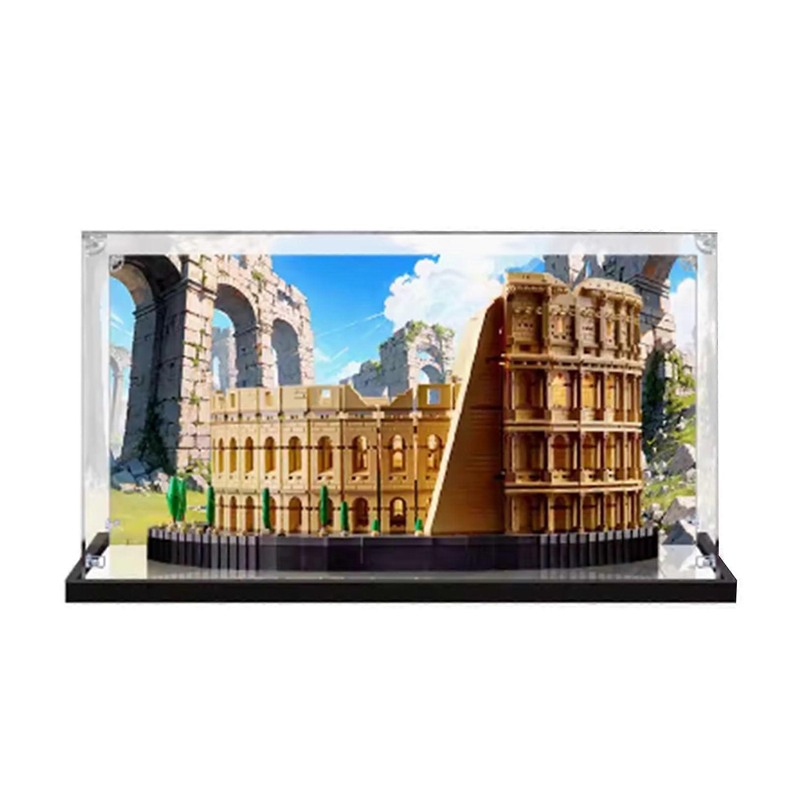 Display Case Acrylic for  Colosseum 10276 Model with Background Dustproof Clear Protection