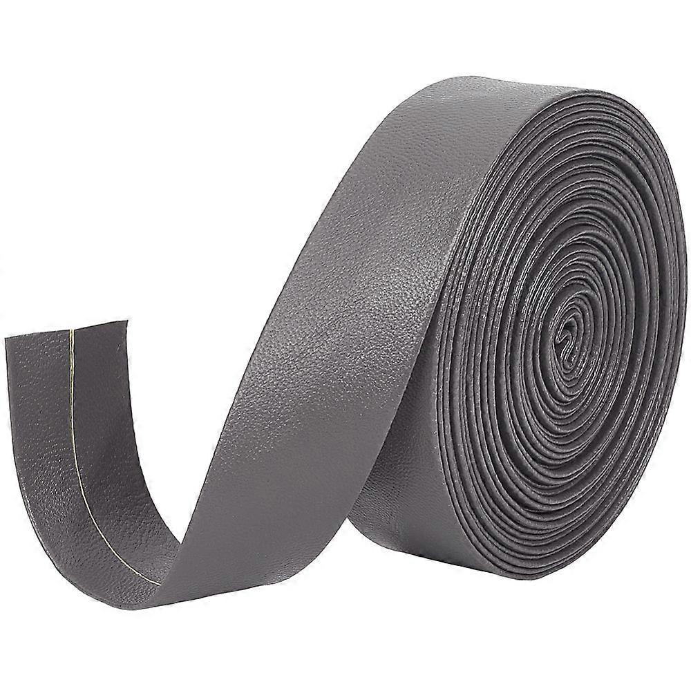 5M Folding PU Leather Flat Cord Gray 25x1mm 5.47 Yards(5m)/bundle