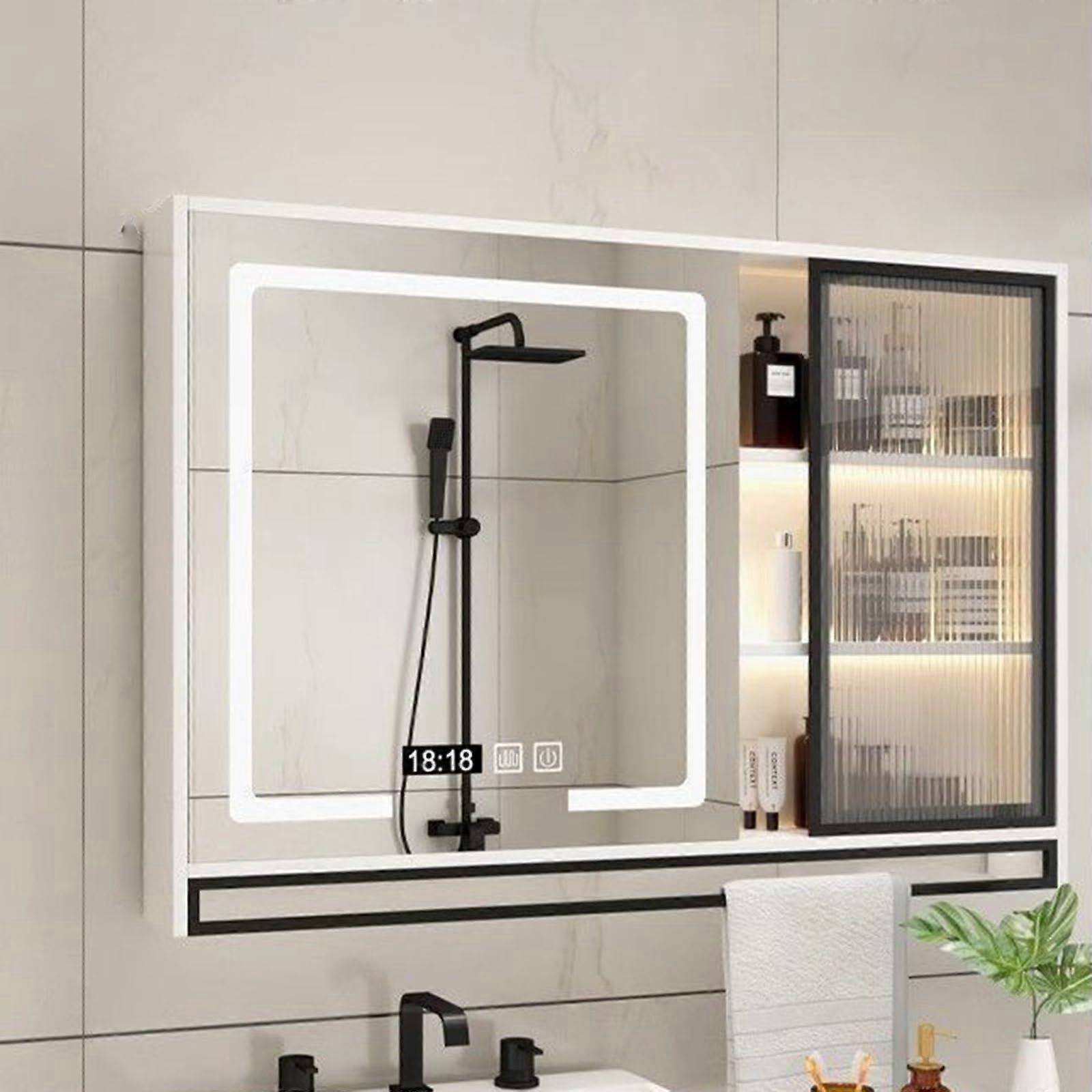LED Medicine Cabinet with Stepless Brightness, Defogger, Clock and Ample Storage for Bathroom