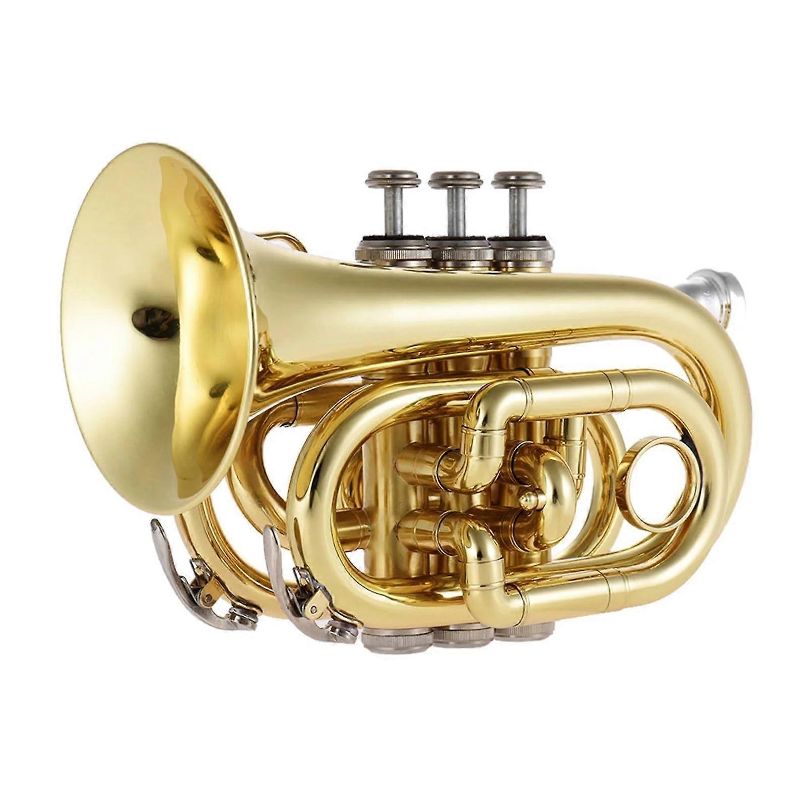 Mini Bb Trumpet for Beginners with Bright Powerful Sound and Durable Brass Construction