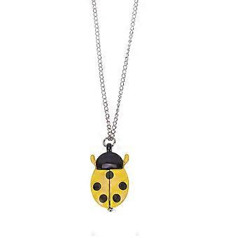 Yellow Retro Pocket Watch Creative Ladybug Shape Vintage Quartz Pocket Watch Alloy Kids Gift