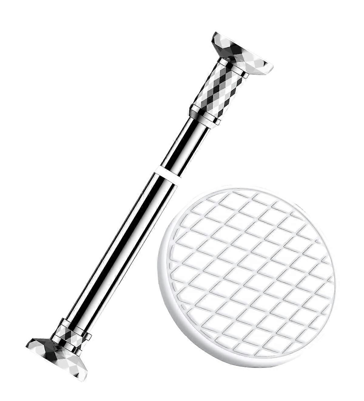 Adjustable Telescopic Curtain Rod 90160cm No Drill Silver Extendable Shower Tension Pole