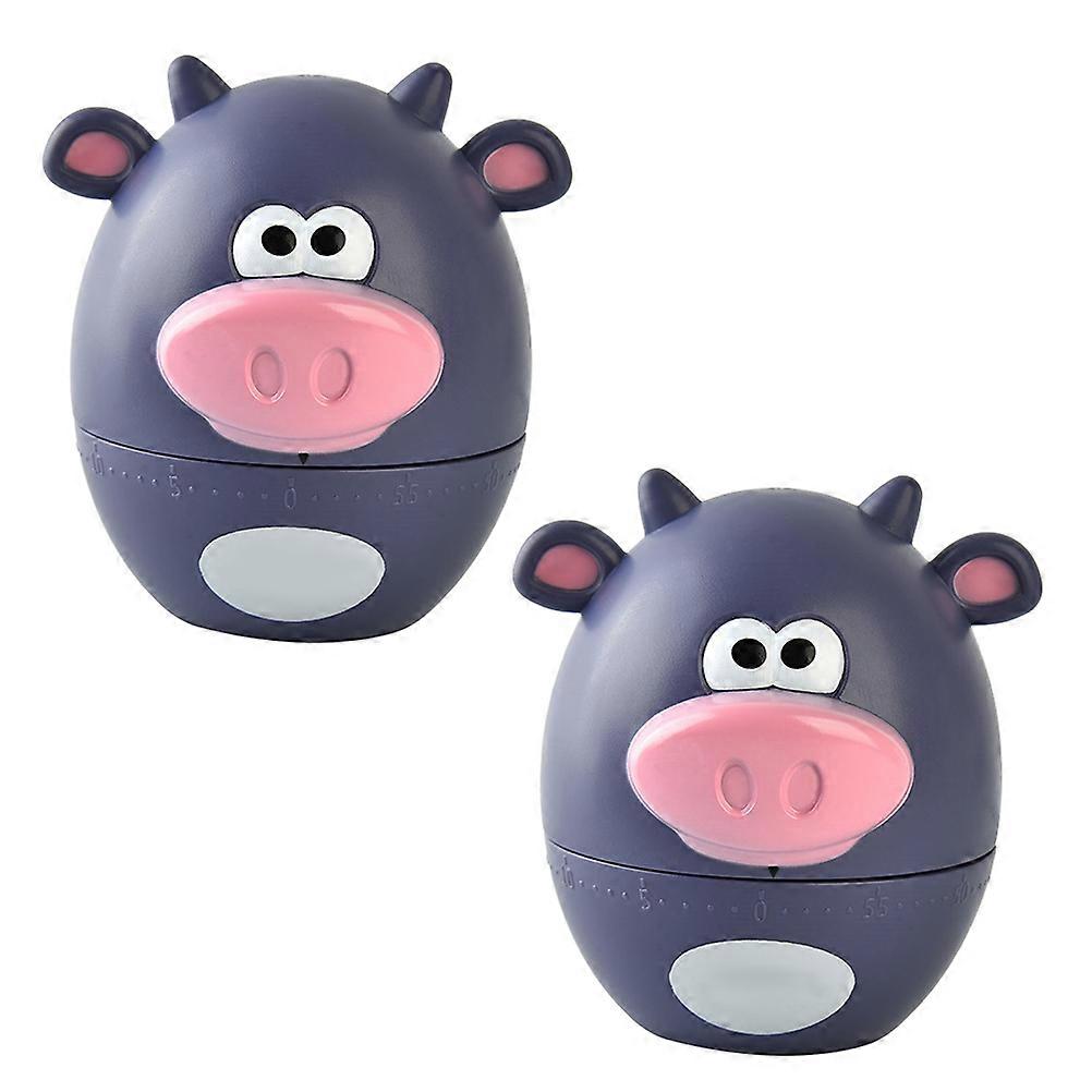 Kitchen Baking Accessory Mechanical Timer Purple 2Pcs