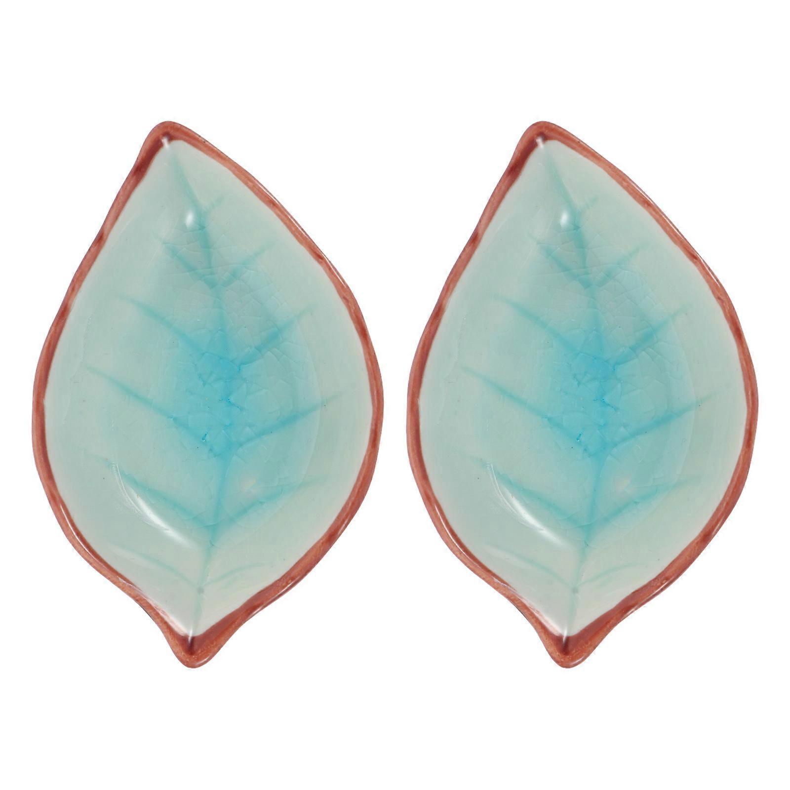 Calligraphy Brush Holder Ceramic Ink Plate Study Room Accessories Square Shape Blue 2Set