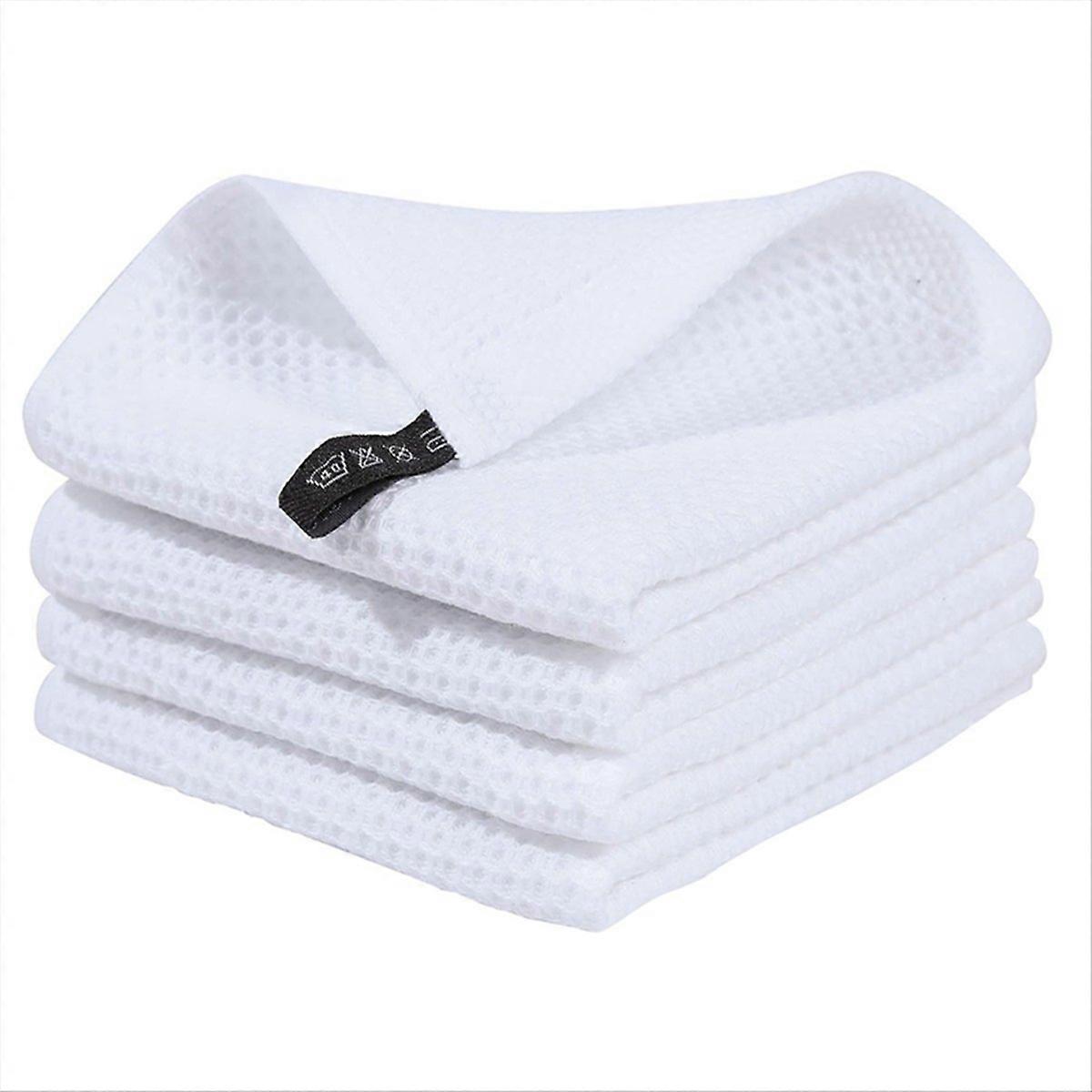 Waffle-Weave Kitchen Dish Cloths, Drying Dish Towels White