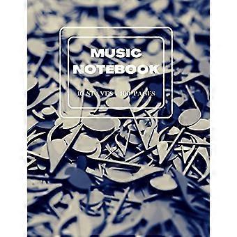 Tomt ark Anteckningsbok: STOR MUSIK ANTECKNINGSBOK Kompositionsbok Anteckningsbok för musiker Cool Cover... Stor 10 stavar per sida, 100 sidor
