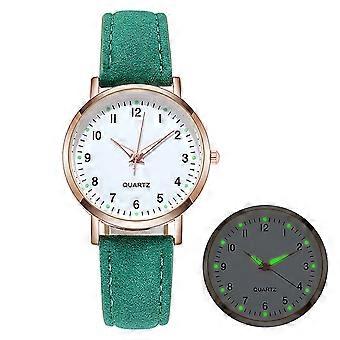 Damenuhr, diamantbesetzt, leuchtend, Retro-Stil, Quarzwerk, Geschenkidee zum Muttertag oder Valentinstag, Grün
