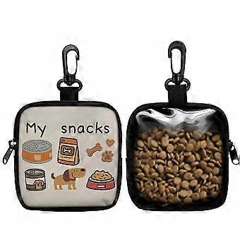 With Hook Dog Treat Bag Zipper Closure Dog Print Portable Pet Snack Pouch Transparent Window Multi-functional