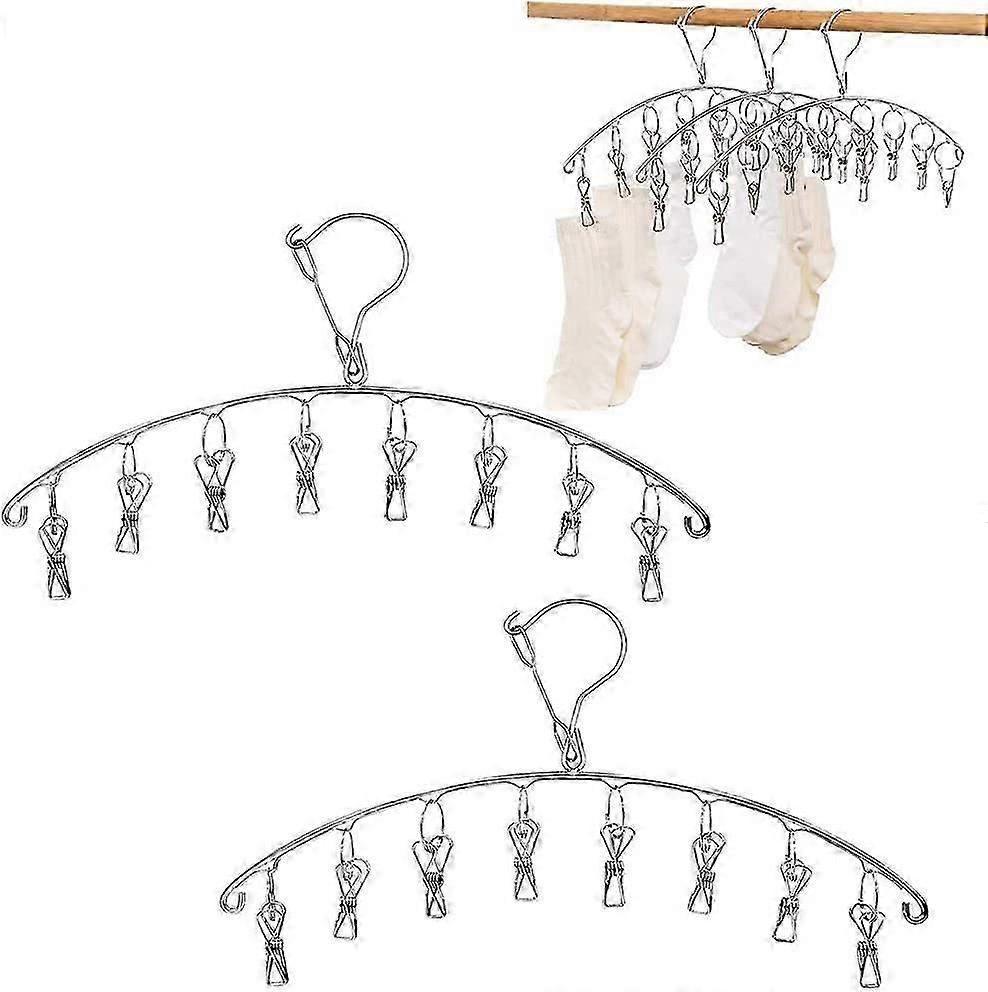 Windproof Stainless Steel Clothes Rack with 8 Nails, 2 Pieces
