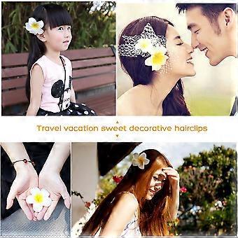 Hawaiian Hair Clip Egg Flower Hairpin for Hair Decoration 10Pcs White for Luau Party