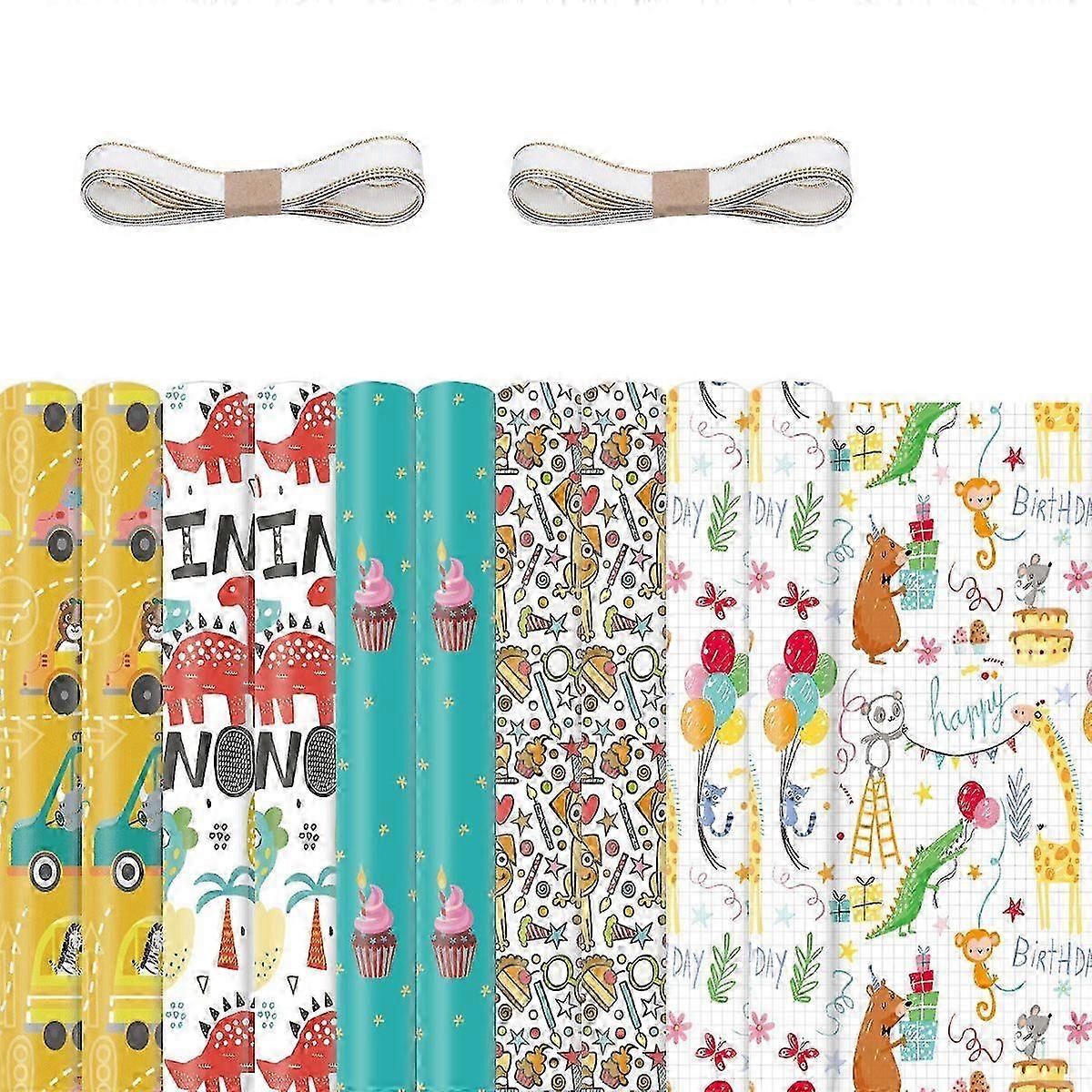 10 Blatt Geschenkpapier für Kinder, Geburtstagsgeschenkpapier, Geschenkpapier JH2