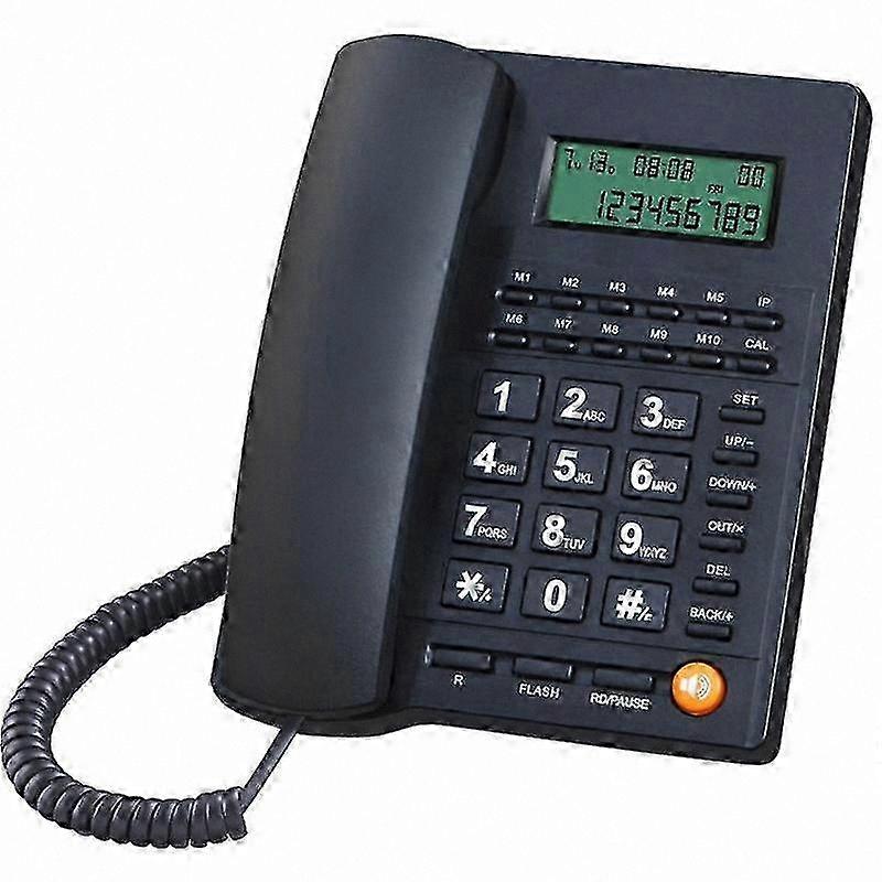 Fastnettelefon med ledning, store knapper og nummervisning