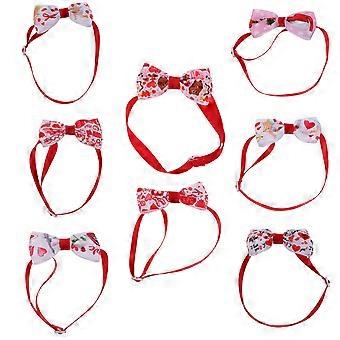 Valentine's Day Pet Bow Ties Collar for Decoration 8Pcs Ribbon Bow Tie Set