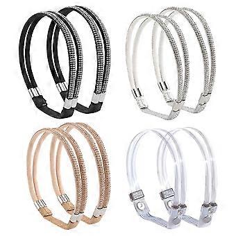 Conjunto de 4 pares de tiras para sapatos de salto alto: Tiras para salto alto com design de strass - Elásticos para chinelos - Acessórios decorativos e funcionais para calçados