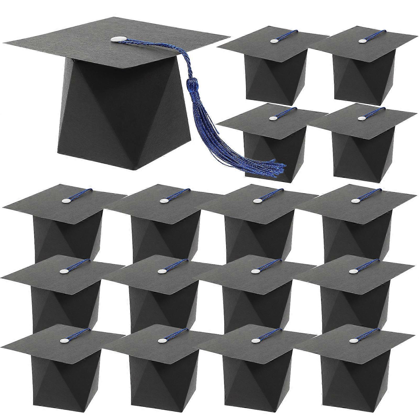 Graduation Candy Box Blue Doctoral Cap Gift Box for Storage 50Pcs