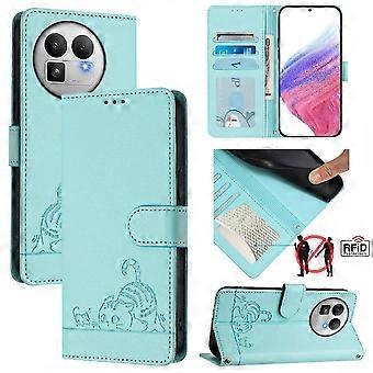 for Realme GT 8 Pro Wallet Case Cat Embossed RFID Blocking Card Holder Flip Cover PU Leather Wrist Strap
