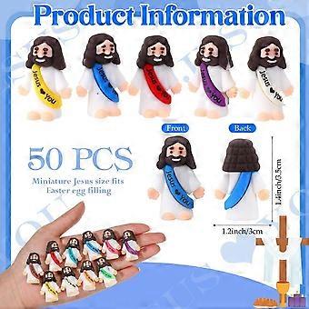 50 Mini Jesus Figures - Colorful Easter Decorations & Religious Gifts - Durable Rubber, Perfect for Celebrations!