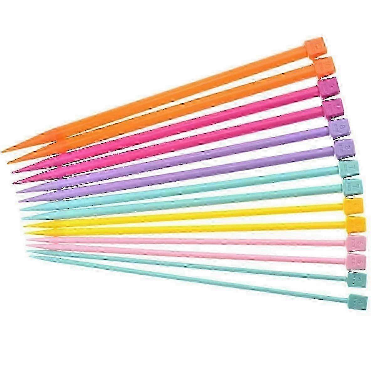 14 pcs plastic knitting needles single pointed set