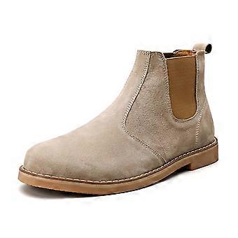 Modische Wildleder-Desert-Boots für Herren, hohe Chelsea-Boots, lässige Lederschuhe zum Hineinschlüpfen, flache Outdoor-Arbeitsstiefel für Herren