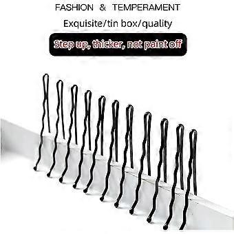 200 Pieces Black Bobby Pins, 2.17 inch 2 Kinds of Styles Wave and Straight Metal Bobby Pins - Great for hair and all kinds of bobby pins