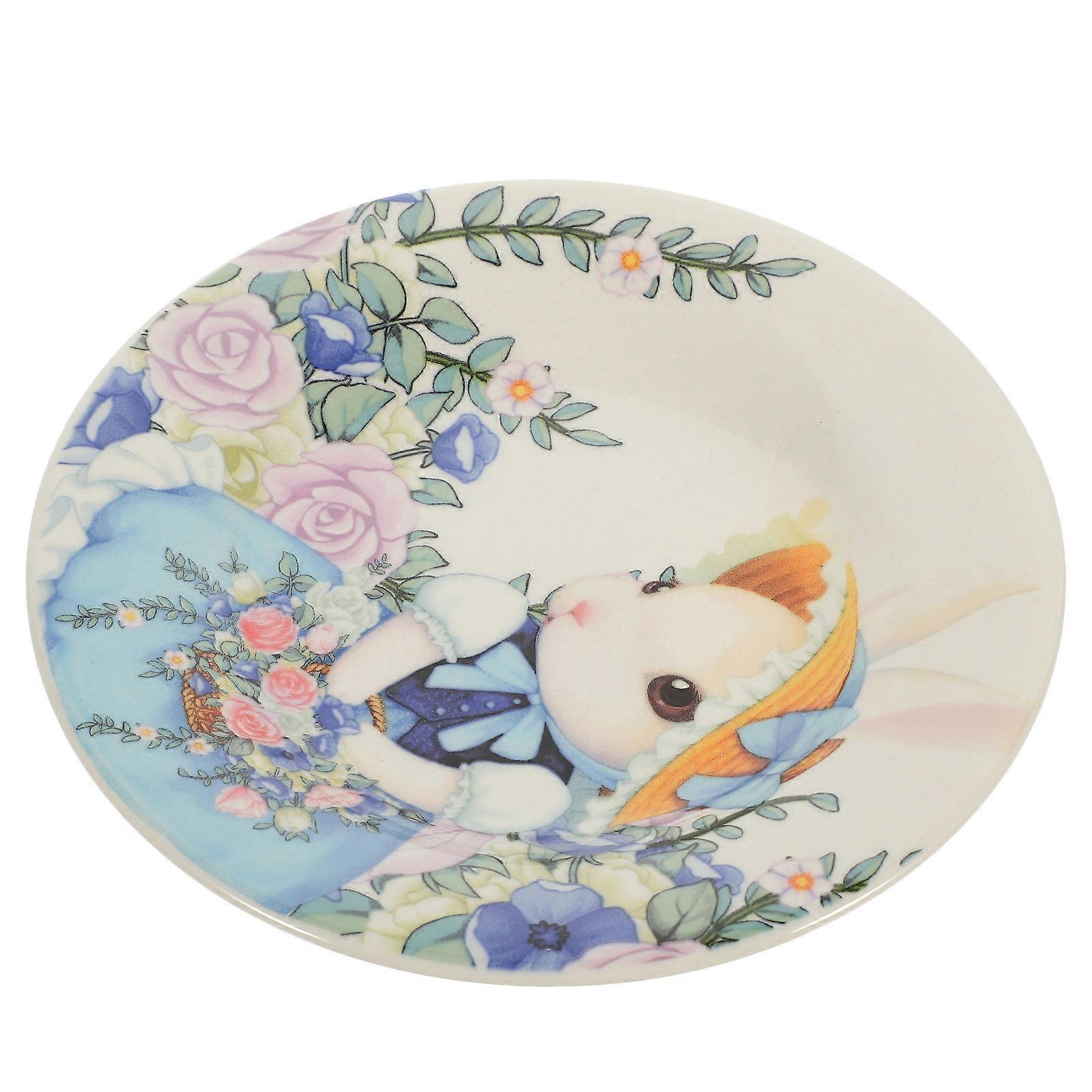Ceramic Easter Serving Plate Easter Pumpkin Bunny Pattern Plate Food Serving Plate