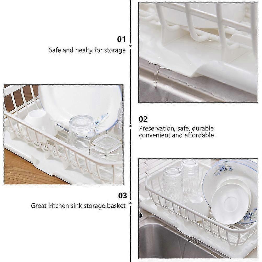 Multi-Functional Drain Basket White Rectangular For Household Users 41.5x23.5x11.6cm 1Set