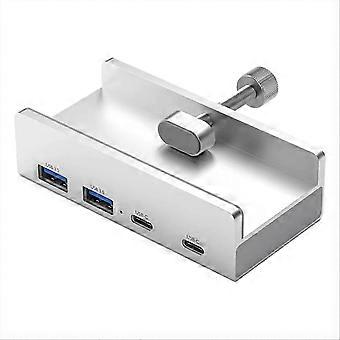 4 Ports USB 3.2 HUB 3.2 Aluminium Power Supply USB3.2 Splitter Adapter Clip Multi Concentrator 10G P