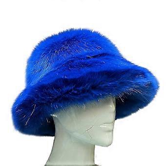 Damhatt i konstpäls, rika färger, mjuk, förtjockad, fluffig, varm, dekorativ, kreativ design, hinkhatt, kläder, accessoar, l WY-26