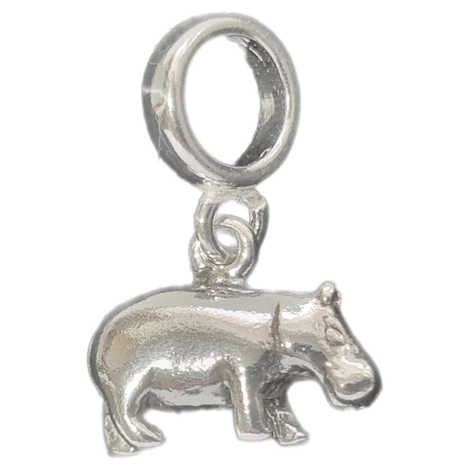 Hippopotamus sterling silver bead charm .925 Hippos bead charms