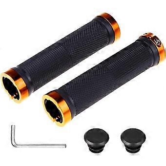 1 Pair Non-Slip Rubber Mountain Bike Grips Ergonomic Rubber Handlebar Grips with Double-Lock System Anti-Skid MTB Grips for Mountain Urban Folding Bik