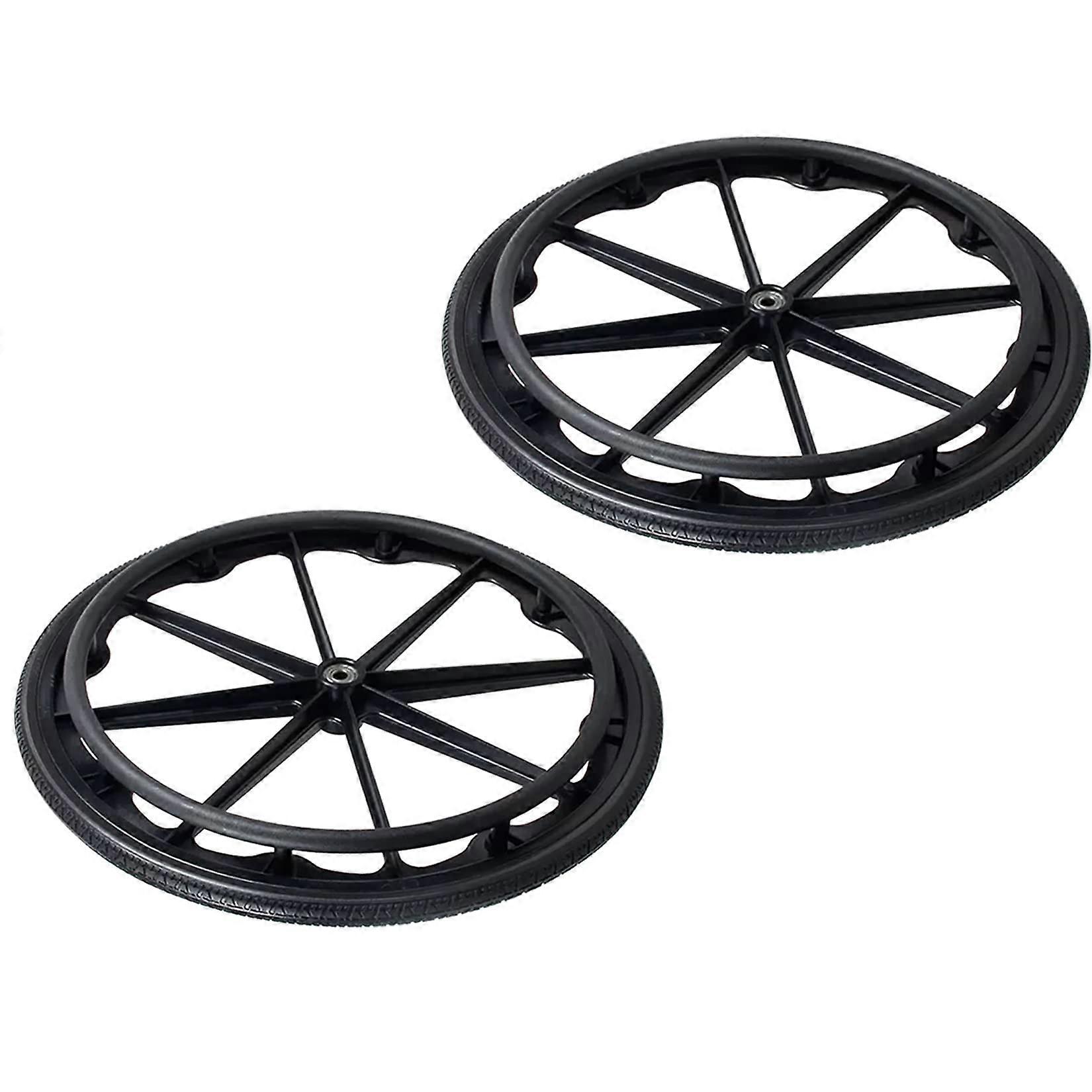 Wheelchair Replacement Rear Wheels with Solid Polyurethane Tyres and Push Ring, 24 Inch