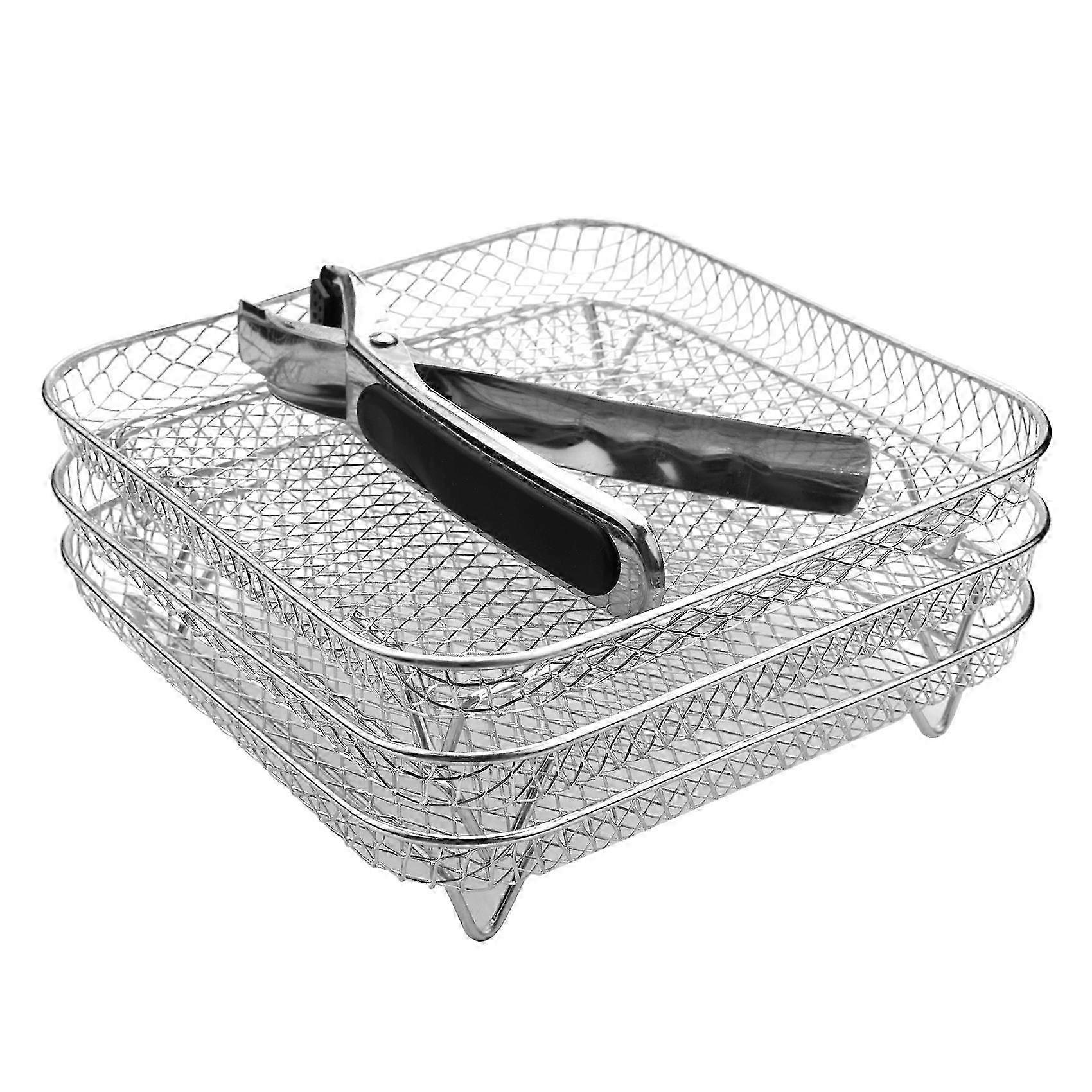 8 Inch Rack Square Three Stackable Racks,Stainless Steel Multi-Layer Dehydrator Rack, Accessories