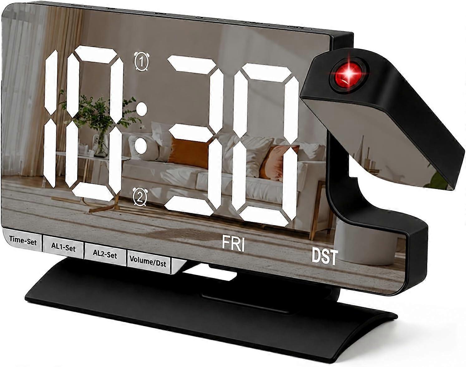 Projection alarm clock for bedroom ceiling,digital mirror alarm clock