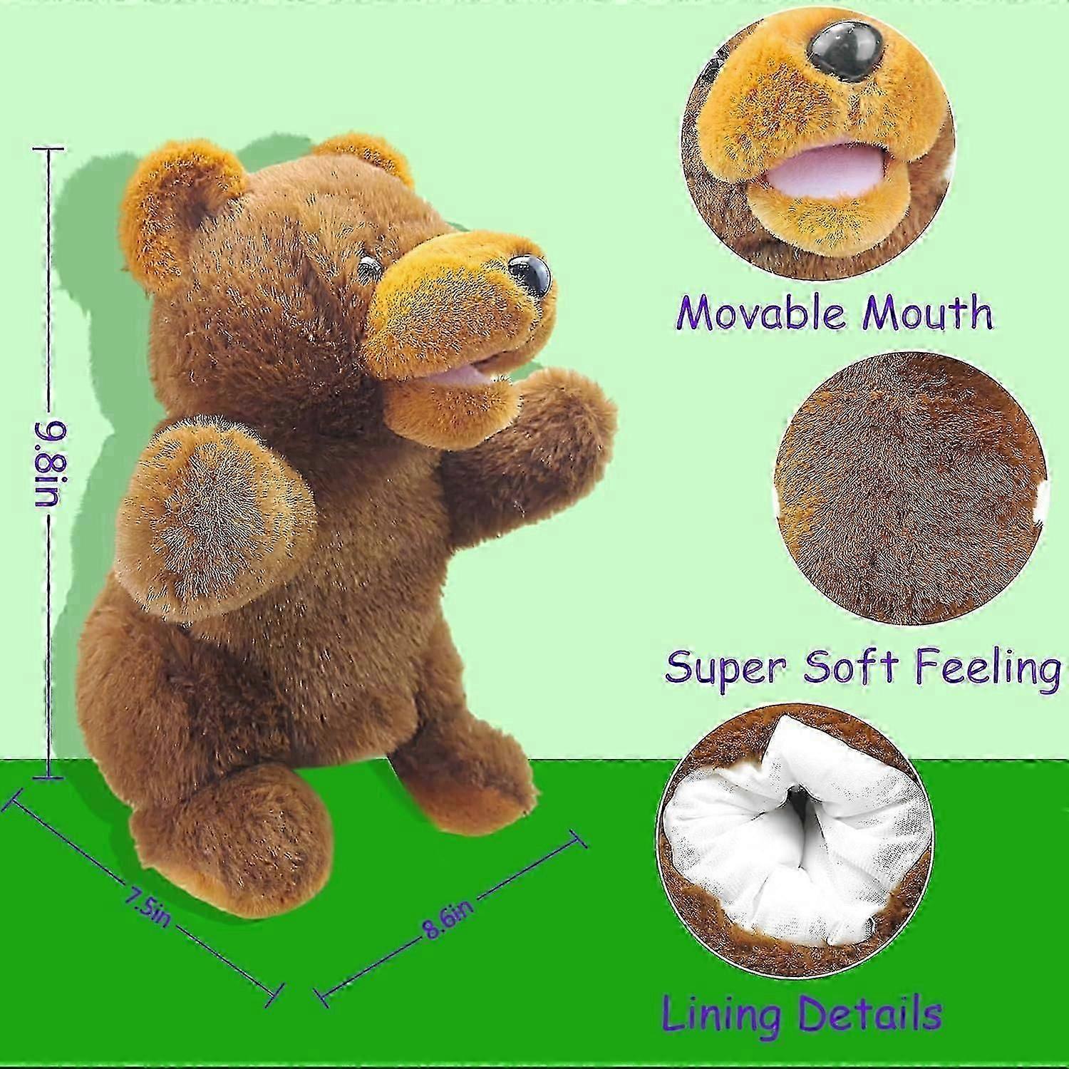 Handdockor Bear Puppet, 10' Djur Handdockor för barn med rörlig mun