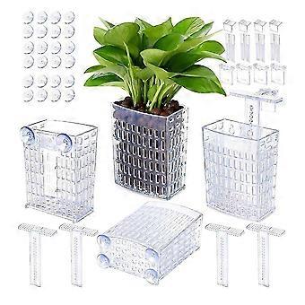 4er-Set höhenverstellbare Aquarienpflanzenhalter mit ausziehbarem Haken und Saugnapf für Aquarien und Aquaponik-Pflanzen (transparent)