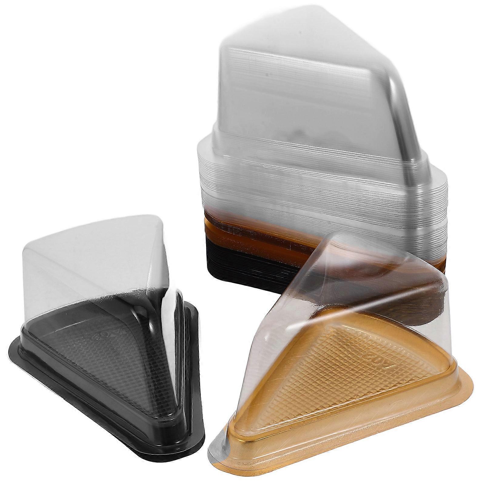 Egg Cake Slice Boxes Plastic Triangular Container for Storage Use 40Pcs