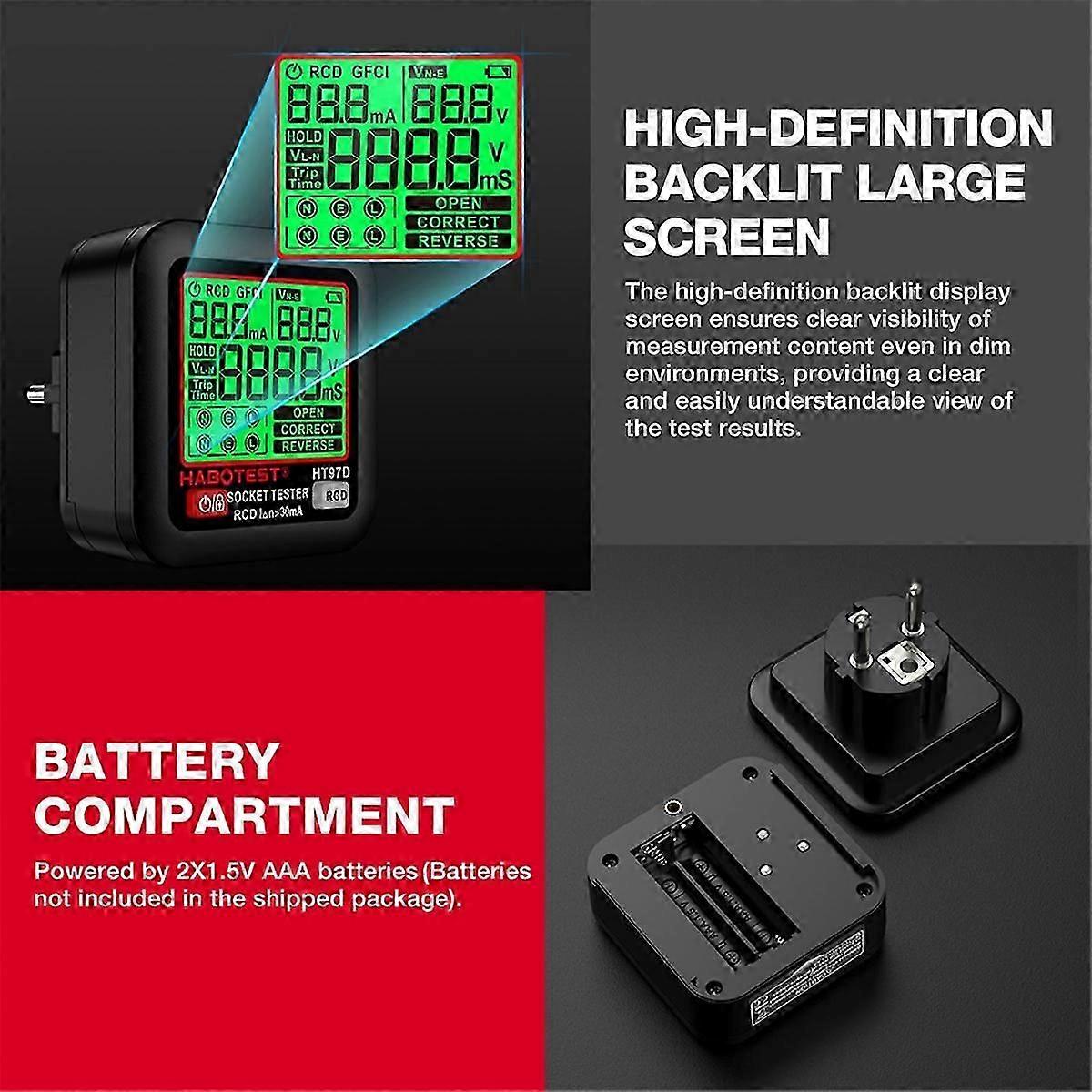 HT97 Digital Socket Tester Smart Voltage Detector EU Plug