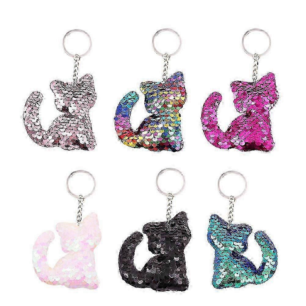 Keychain Cat Sequins Ornament for Key Holding 12Pcs Creative Keyring Set