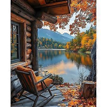 Jigsaw Puzzle for Adults Fall Lake Cabin Jigsaw Puzzle  HAA144