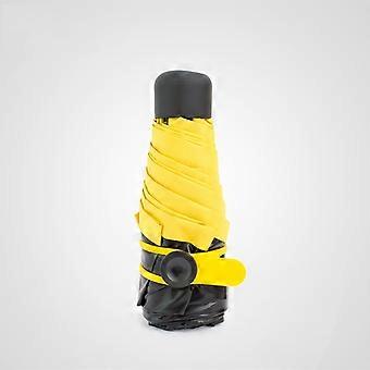 Compact Travel Umbrella Windproof DualLayer Design UV Protection QuickDrying Vinyl Canopy Pink Yellow