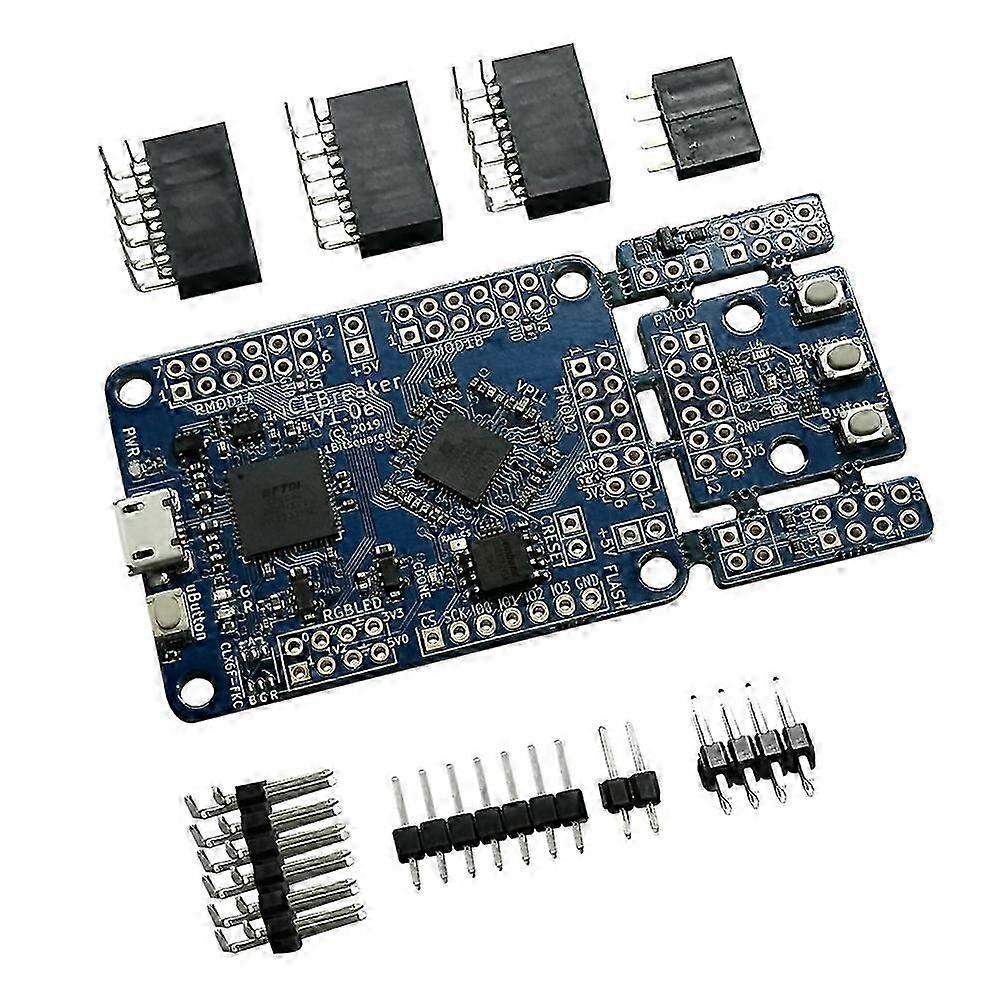 FPGA Development Board ICEBreaker 1.0E, Python Graphical Programming, RISC-V Support, Compatible with IceStorm iceprog, Pmod Connectors, Blue