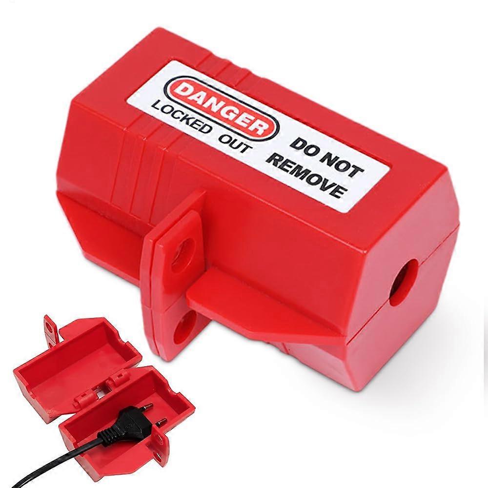 Plug Lock Box Red, Lockable Power Plug Protection Box Prevents Unauthorized Access and Current Theft