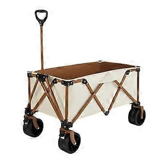 Folding Beach Cart 150kg Load Capacity Heavy Duty Outdoor Wagon with Swivel Wheels and Adjustable Handle