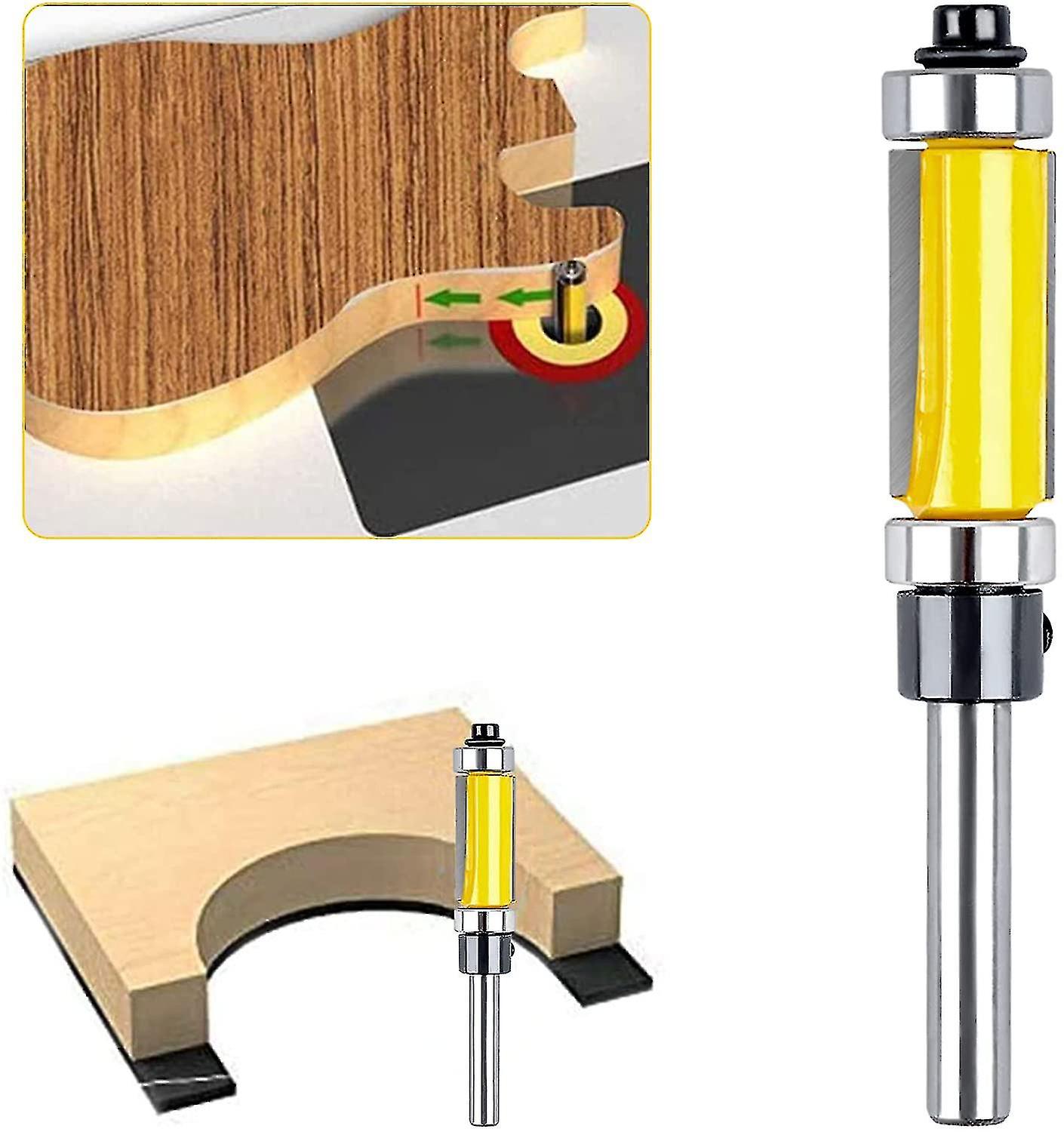 1/2" Shank Top And Bottom Bearing Flush Trim Pattern Router Bit, Woodworking Milling Tool (2 Pieces)