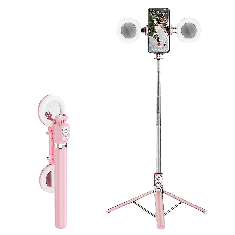 R17ds 1.75m Portable Bluetooth Selfie Stick Retractable Tripod Phone Stand With Dual Fill Lights 360-degree Rotating Photography Live Streaming Device